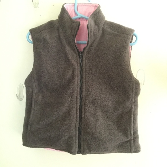 Reversible Warm Winter Vest Pink / Gray Fleece - Picture 1 of 6